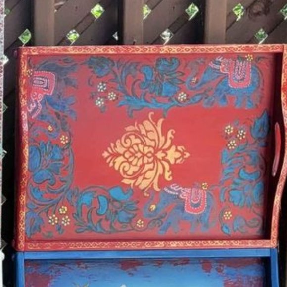 One Hand painted Wooden Tray ,some have both paint and decoupage - Picture 1 of 3